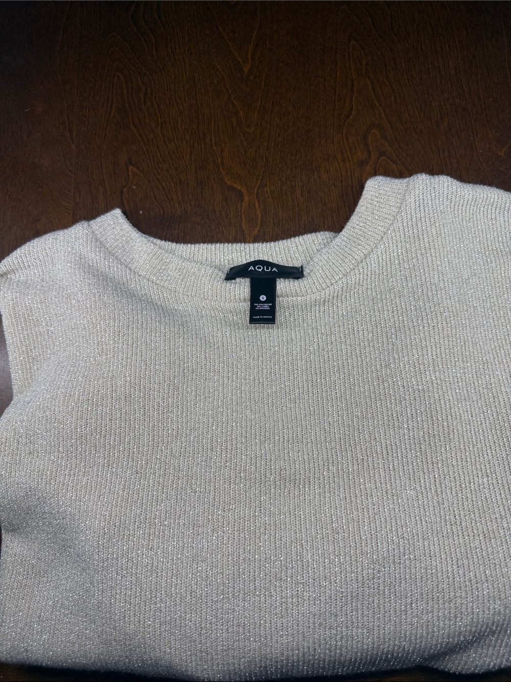 Aqua Metallic Crewneck Sweater in Soft Cream